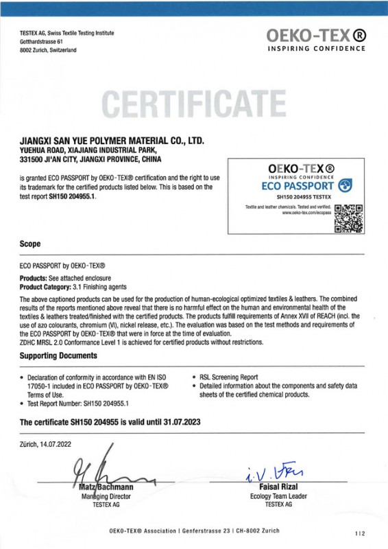 The higher the molecule -ZDHC certificate level 1